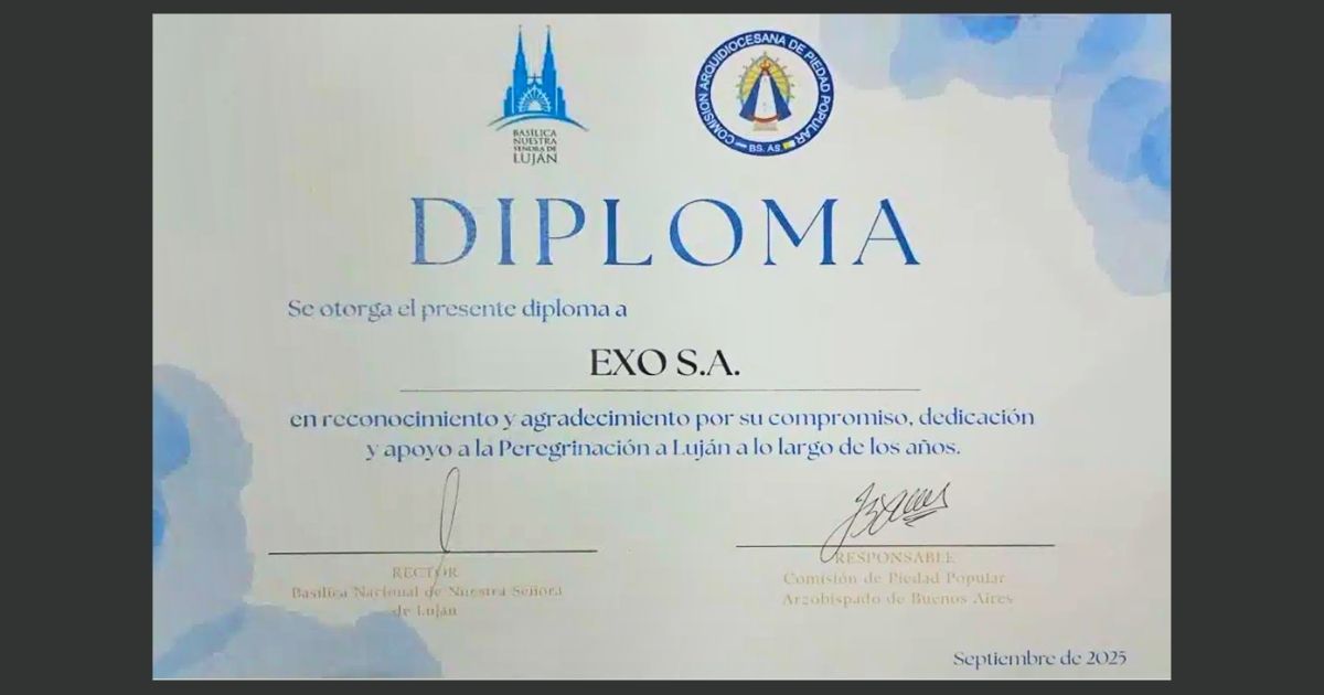 EXO recibió un reconocimiento por su apoyo a la Peregrinación a Luján